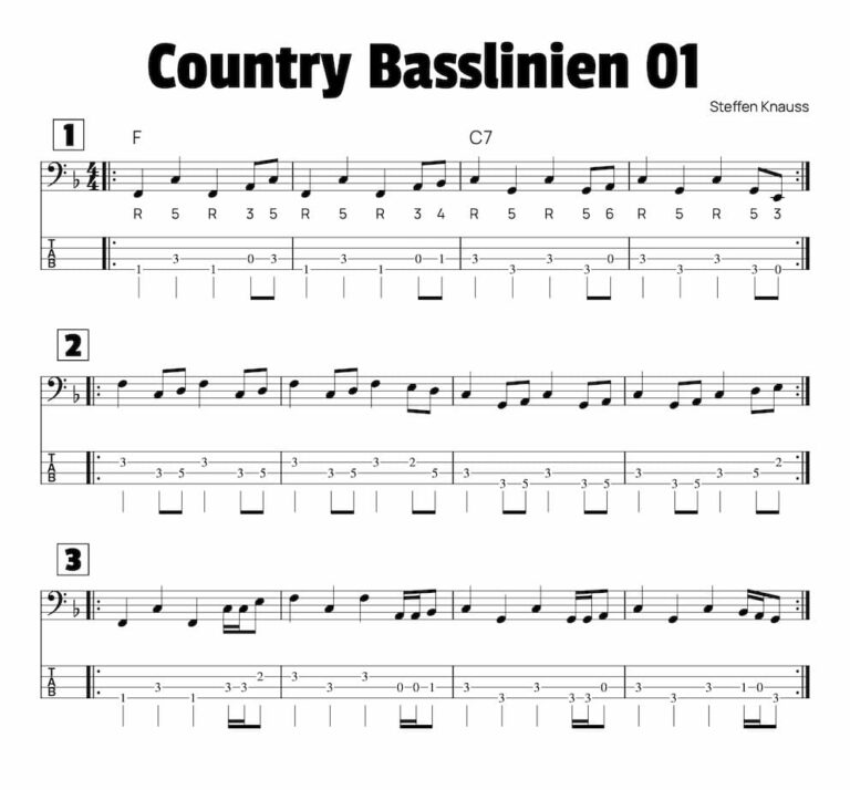 Countrymusik Basslauf bass tabs pdf